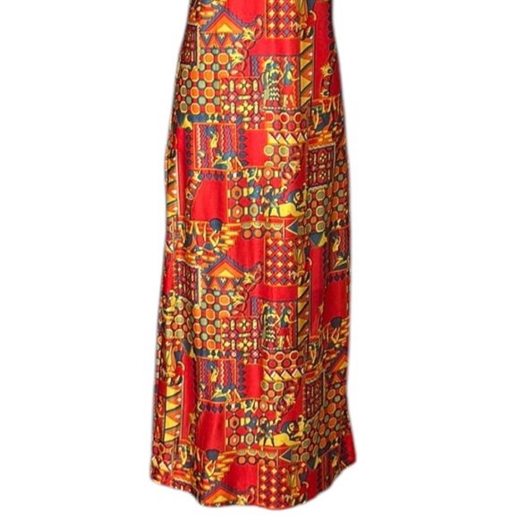 Vintage 60s Joni Apple Egyptian Revival Maxi Psychedelic Boho Tribal Print - Picture 8 of 17